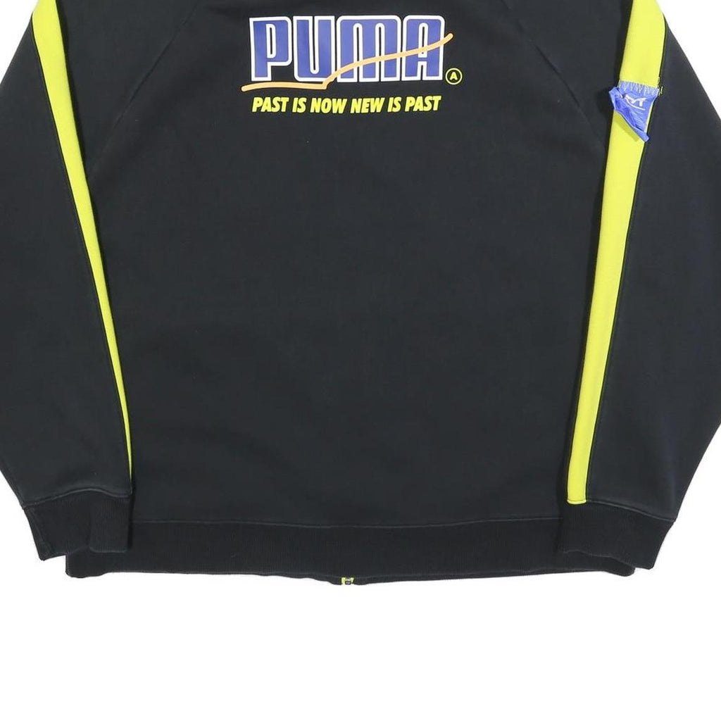 PUMA Womens Black & Yellow Graphic Zip Cotton Blend Jacket XL Sport Casual