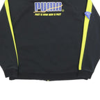 PUMA Womens Black & Yellow Graphic Zip Cotton Blend Jacket XL Sport Casual