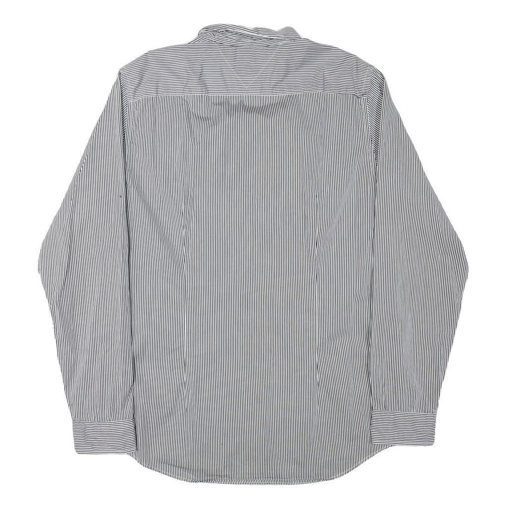 TOMMY HILFIGER Mens Black & White Striped Shirt 2XL Classic Button-Down Collar