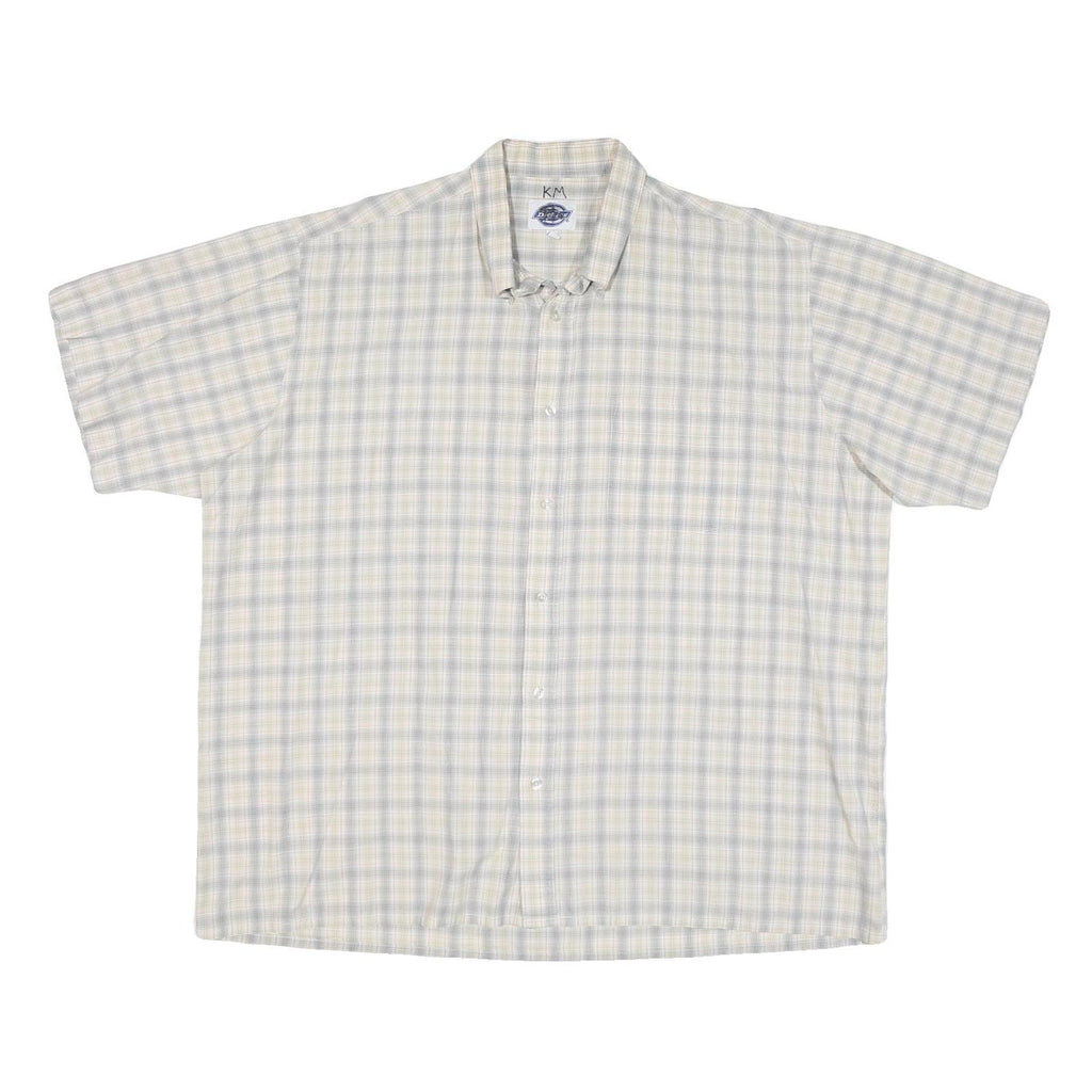 DICKIES Mens Beige Check Shirt 2XL Short Sleeve Cotton Blend Workwear