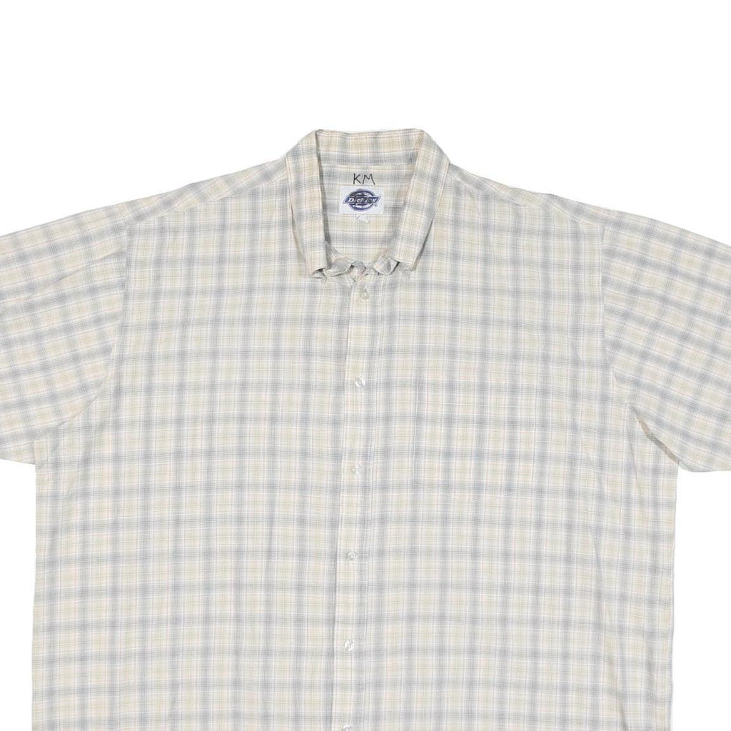 DICKIES Mens Beige Check Shirt 2XL Short Sleeve Cotton Blend Workwear