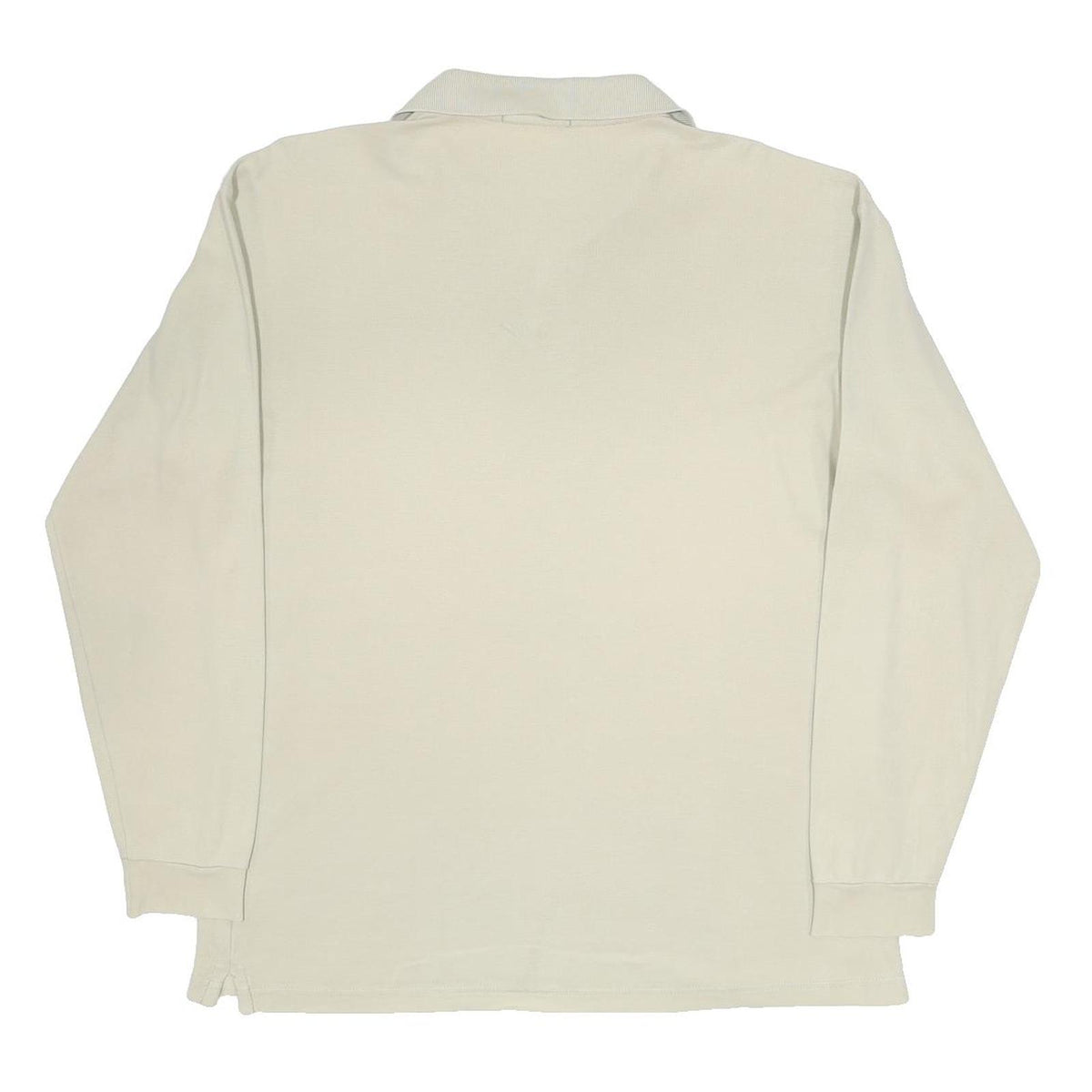 FILA Mens Cream Long Sleeve Plain L Cotton Polo Shirt Classic Fit