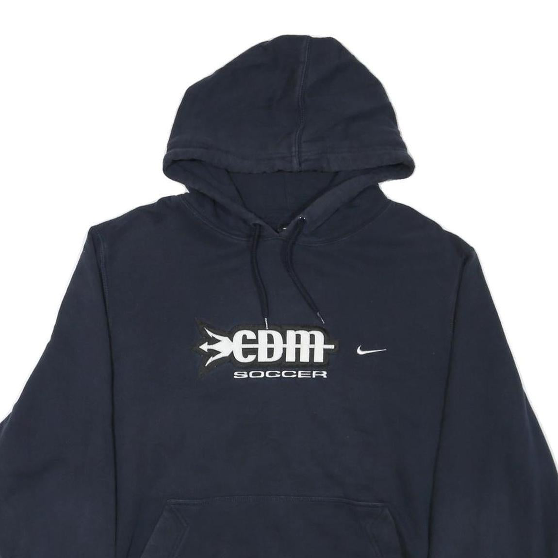 NIKE Mens Navy Blue Cotton Blend Pullover Hoodie L CDM Soccer Sweatshirt