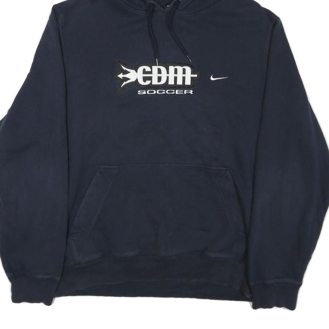NIKE Mens Navy Blue Cotton Blend Pullover Hoodie L CDM Soccer Sweatshirt