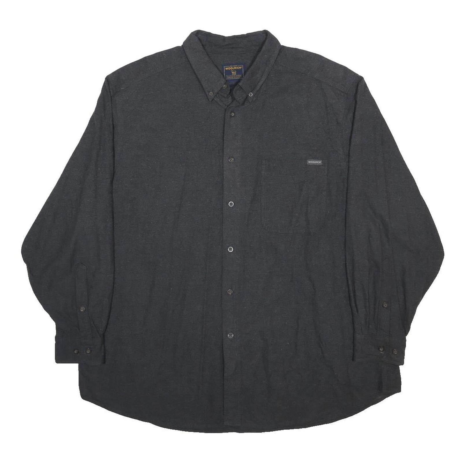 WOOLRICH Mens Black Casual Woven Shirt 2XL Button Down Long Sleeve Stylish Fit