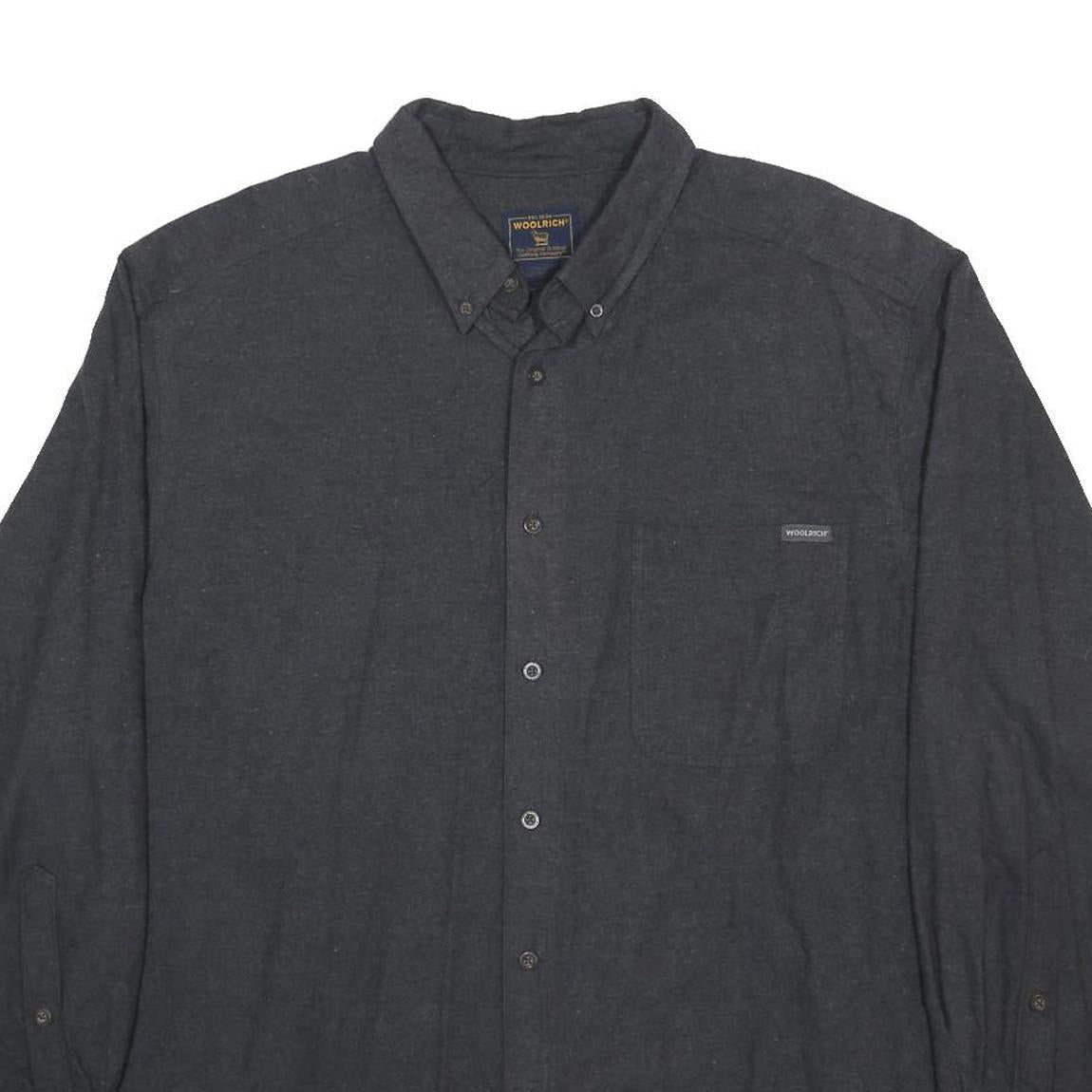 WOOLRICH Mens Black Casual Woven Shirt 2XL Button Down Long Sleeve Stylish Fit
