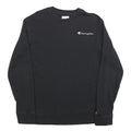 CHAMPION Mens Black Cotton Blend Crew Neck S Logo Embroidered Sweatshirt