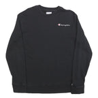 CHAMPION Mens Black Cotton Blend Crew Neck S Logo Embroidered Sweatshirt