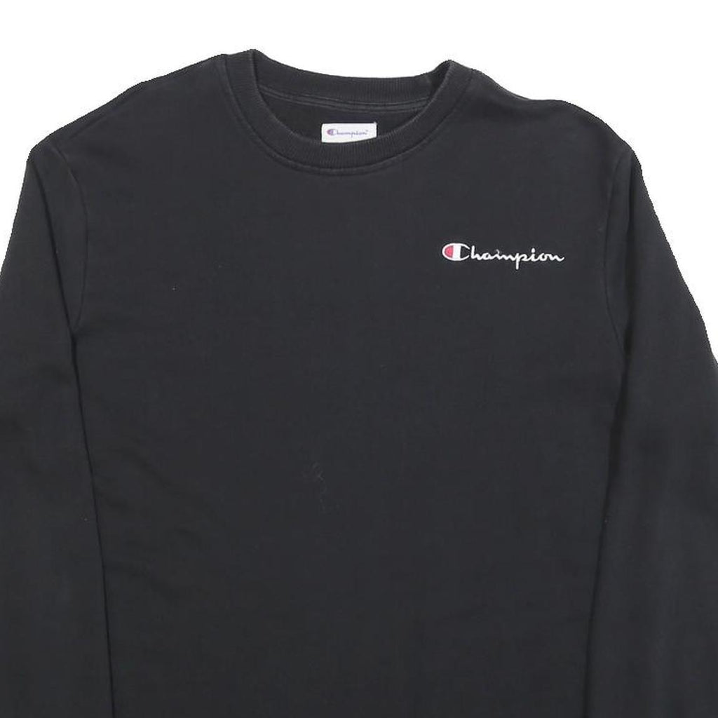 CHAMPION Mens Black Cotton Blend Crew Neck S Logo Embroidered Sweatshirt