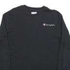 CHAMPION Mens Black Cotton Blend Crew Neck S Logo Embroidered Sweatshirt