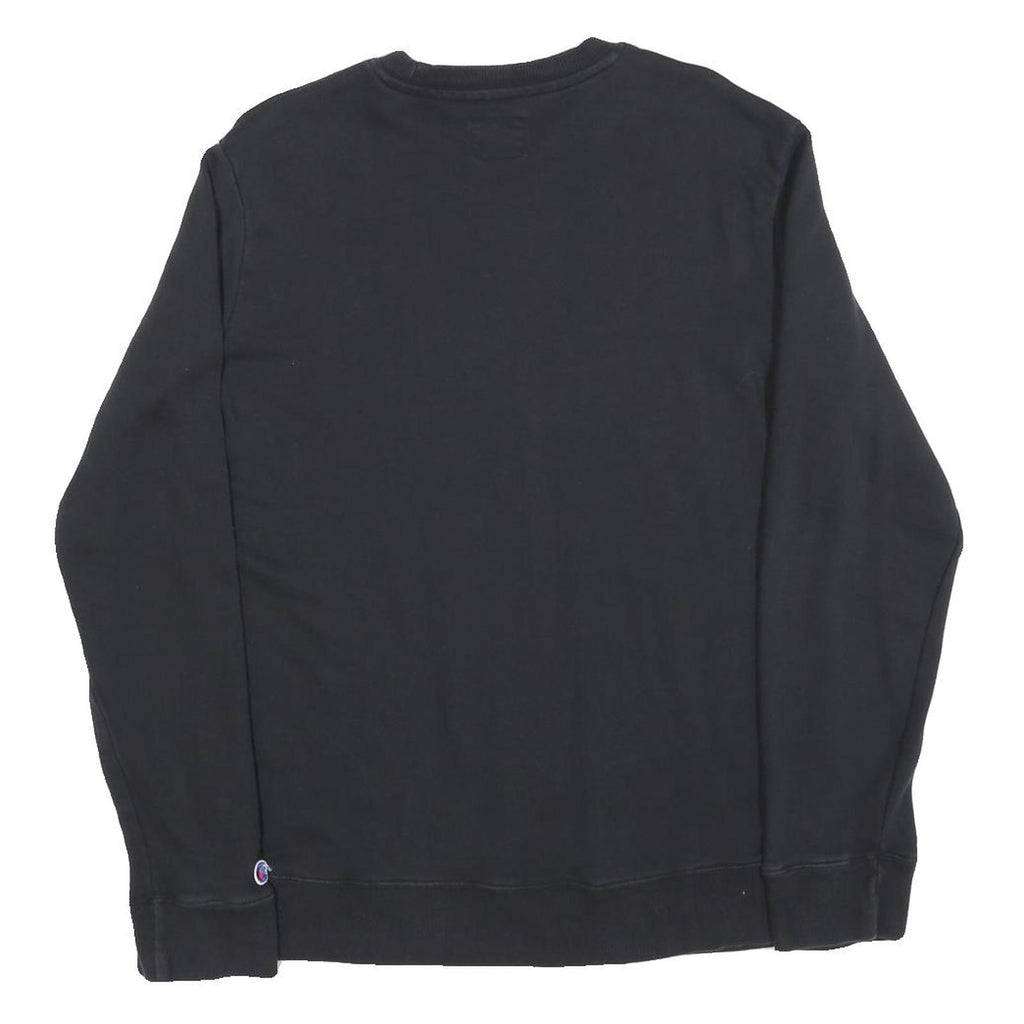 CHAMPION Mens Black Cotton Blend Crew Neck S Logo Embroidered Sweatshirt