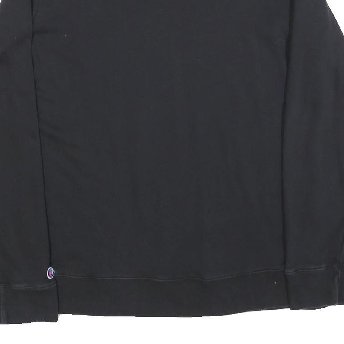 CHAMPION Mens Black Cotton Blend Crew Neck S Logo Embroidered Sweatshirt