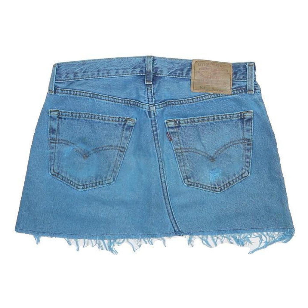 LEVI'S Womens Blue Denim Mini Skirt Cotton Raw Hem Casual Size M