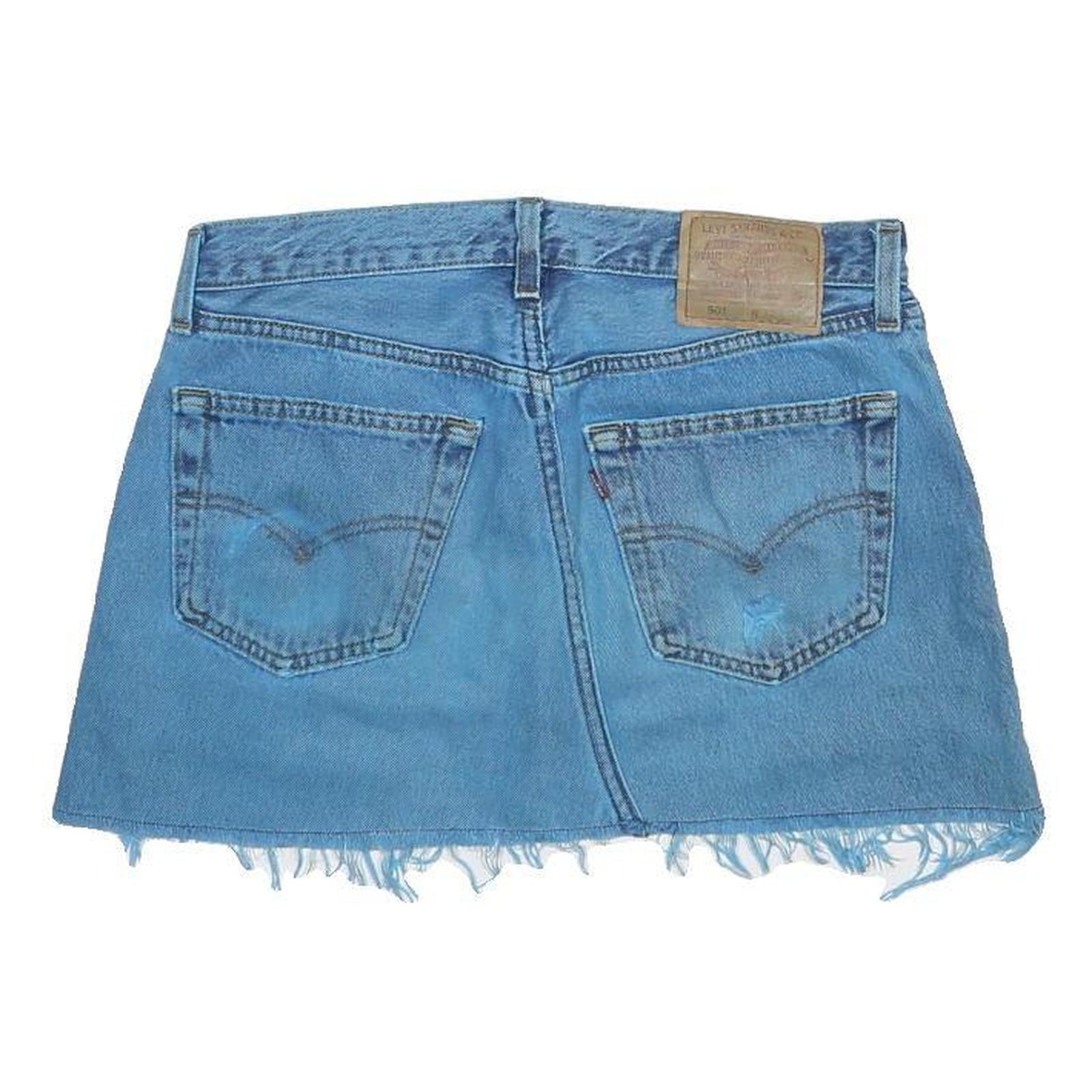 LEVI'S Womens Blue Denim Mini Skirt Cotton Raw Hem Casual Size M