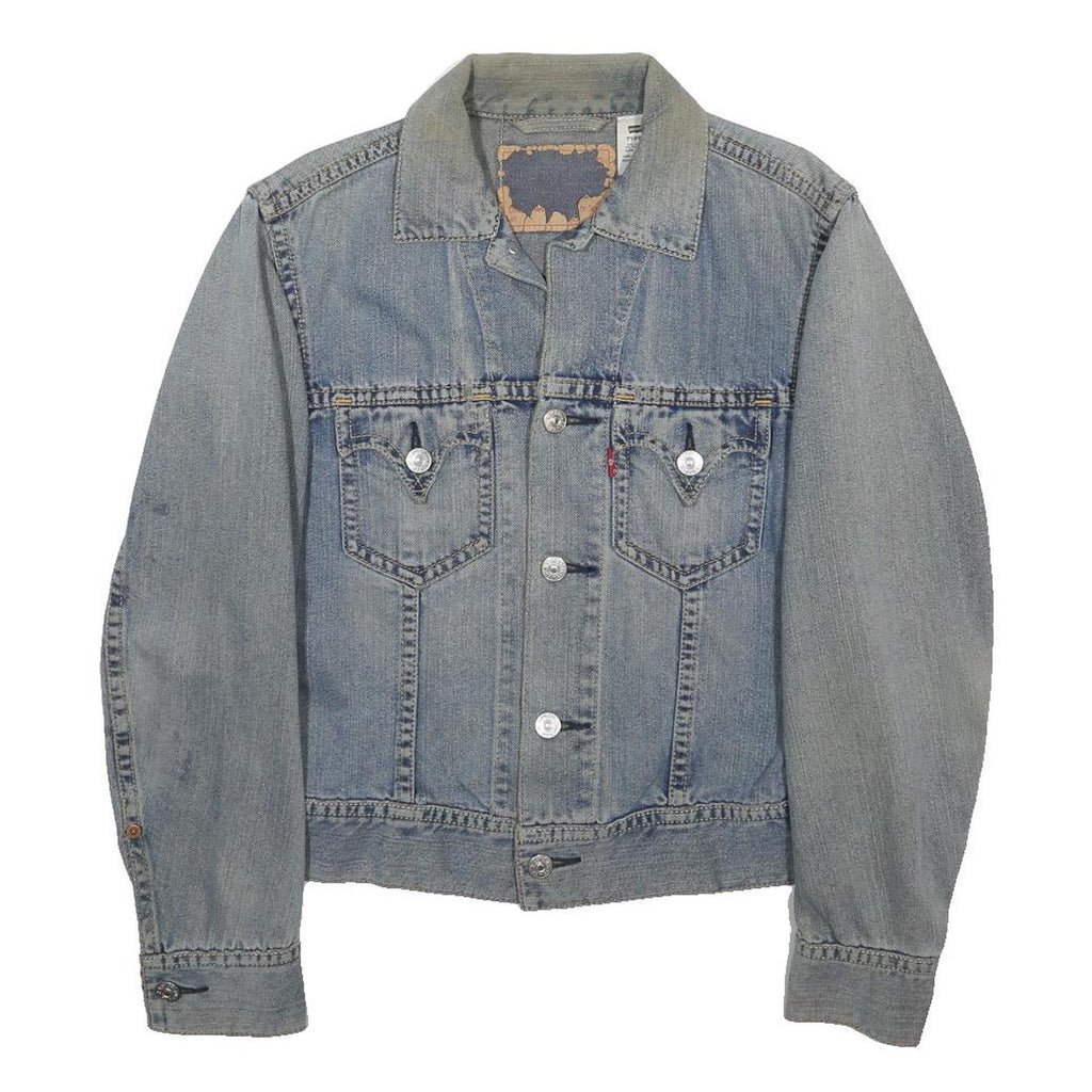 LEVI'S Mens Blue Denim Jacket S Button Classic Fit Plain Vintage Style