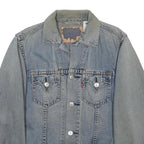LEVI'S Mens Blue Denim Jacket S Button Classic Fit Plain Vintage Style