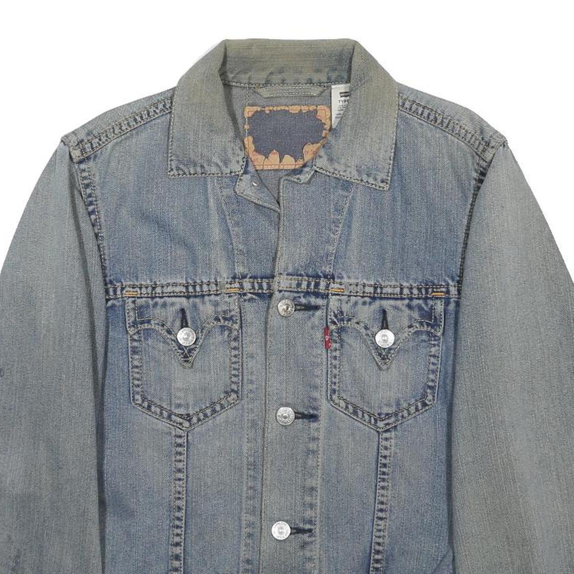 LEVI'S Mens Blue Denim Jacket S Button Classic Fit Plain Vintage Style