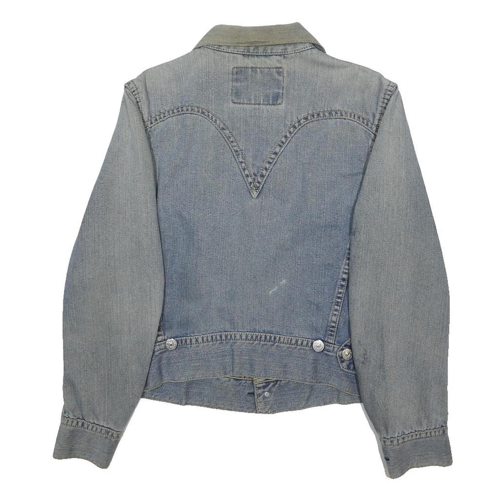 LEVI'S Mens Blue Denim Jacket S Button Classic Fit Plain Vintage Style