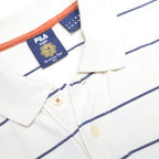 FILA Mens White & Navy Striped Long Sleeve Polo Shirt XL Classic Cotton
