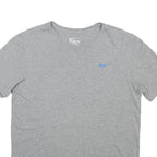 NIKE Mens Grey Blue Swoosh Casual T-Shirt L Short Sleeve Crew Neck Cotton Blend