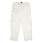 PERISCOPE Womens White Regular Fit Straight Leg Trousers W34 L31 Button Closure