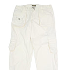 PERISCOPE Womens White Regular Fit Straight Leg Trousers W34 L31 Button Closure