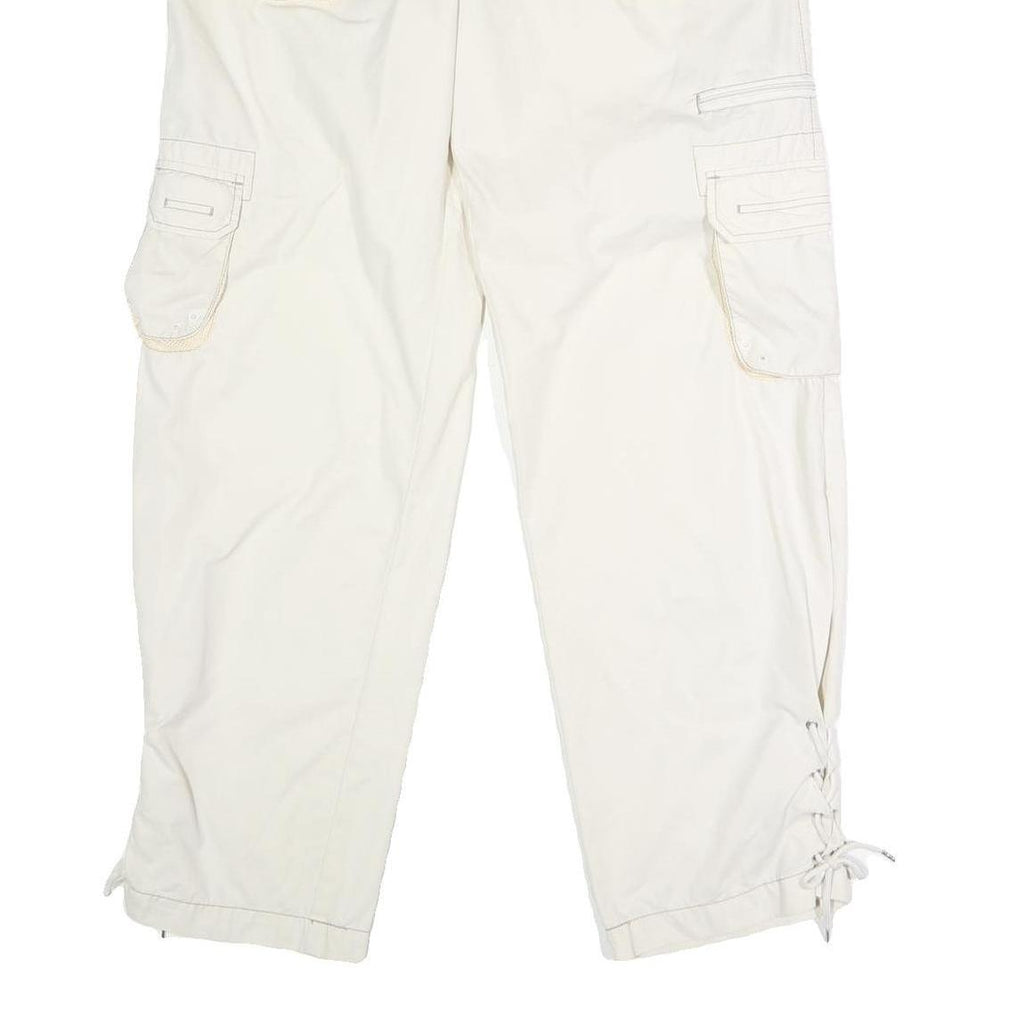 PERISCOPE Womens White Regular Fit Straight Leg Trousers W34 L31 Button Closure