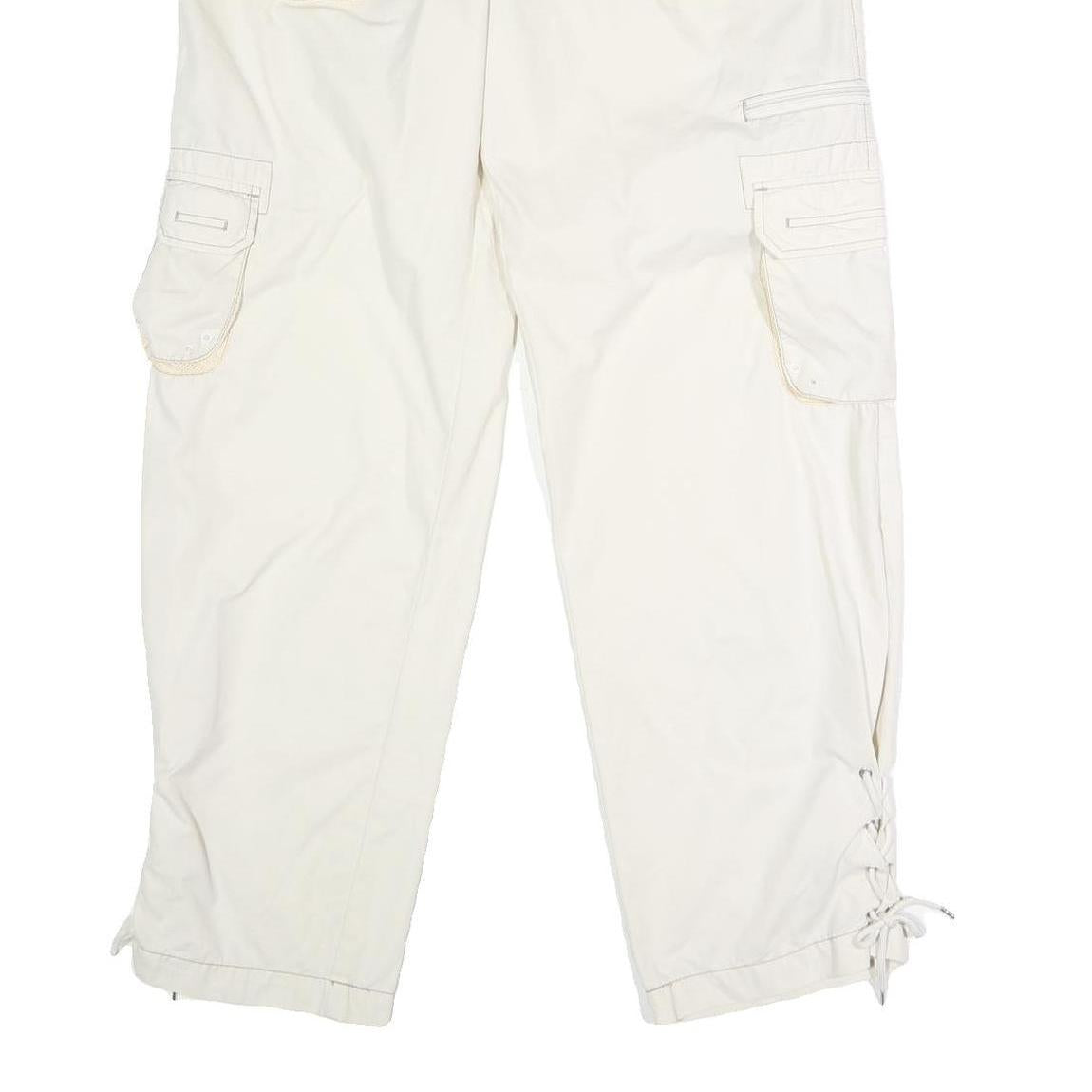 PERISCOPE Womens White Regular Fit Straight Leg Trousers W34 L31 Button Closure