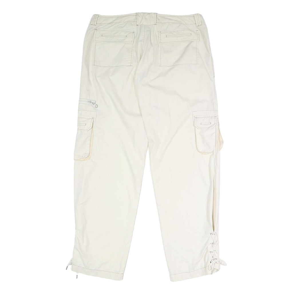 PERISCOPE Womens White Regular Fit Straight Leg Trousers W34 L31 Button Closure