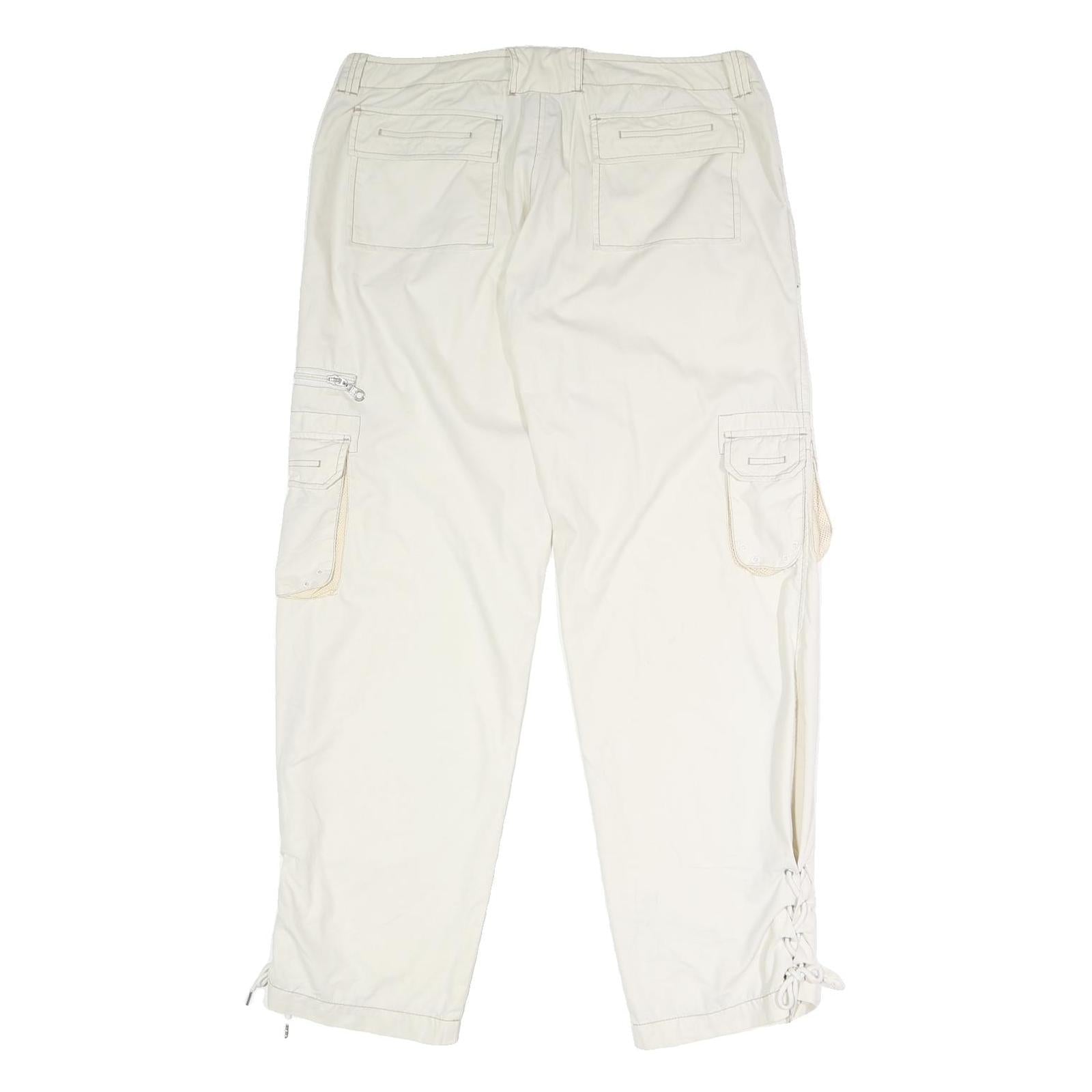 PERISCOPE Womens White Regular Fit Straight Leg Trousers W34 L31 Button Closure