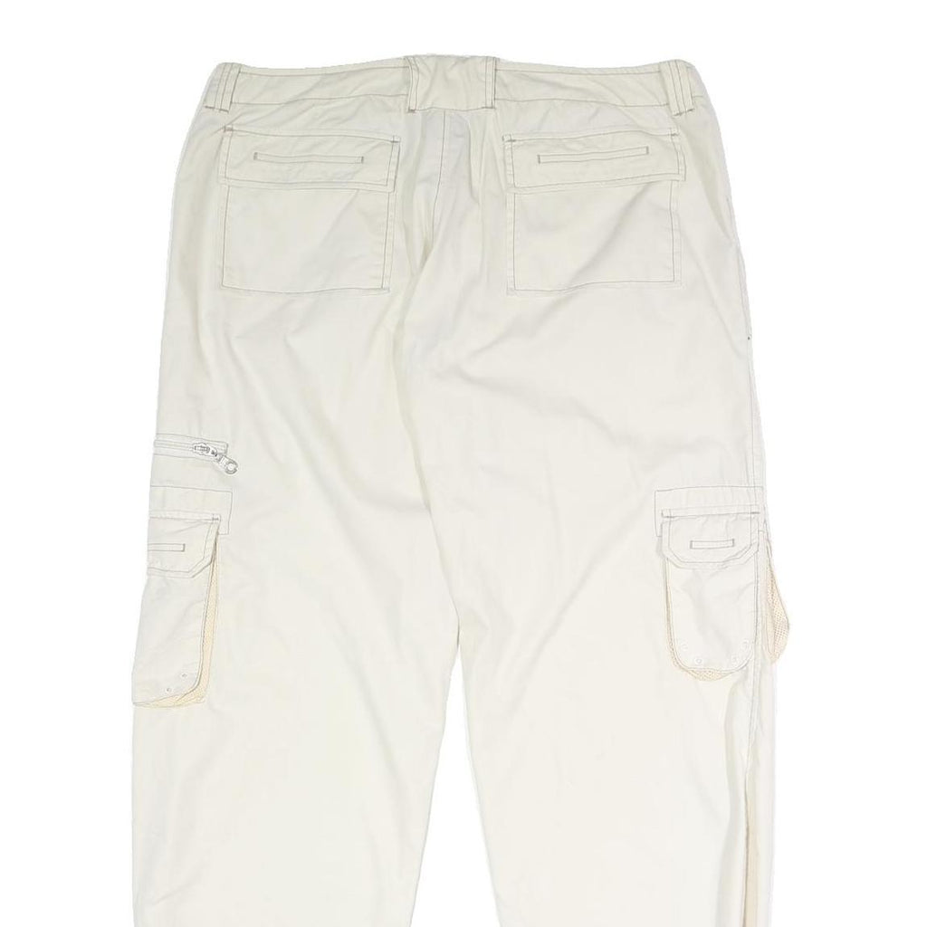 PERISCOPE Womens White Regular Fit Straight Leg Trousers W34 L31 Button Closure