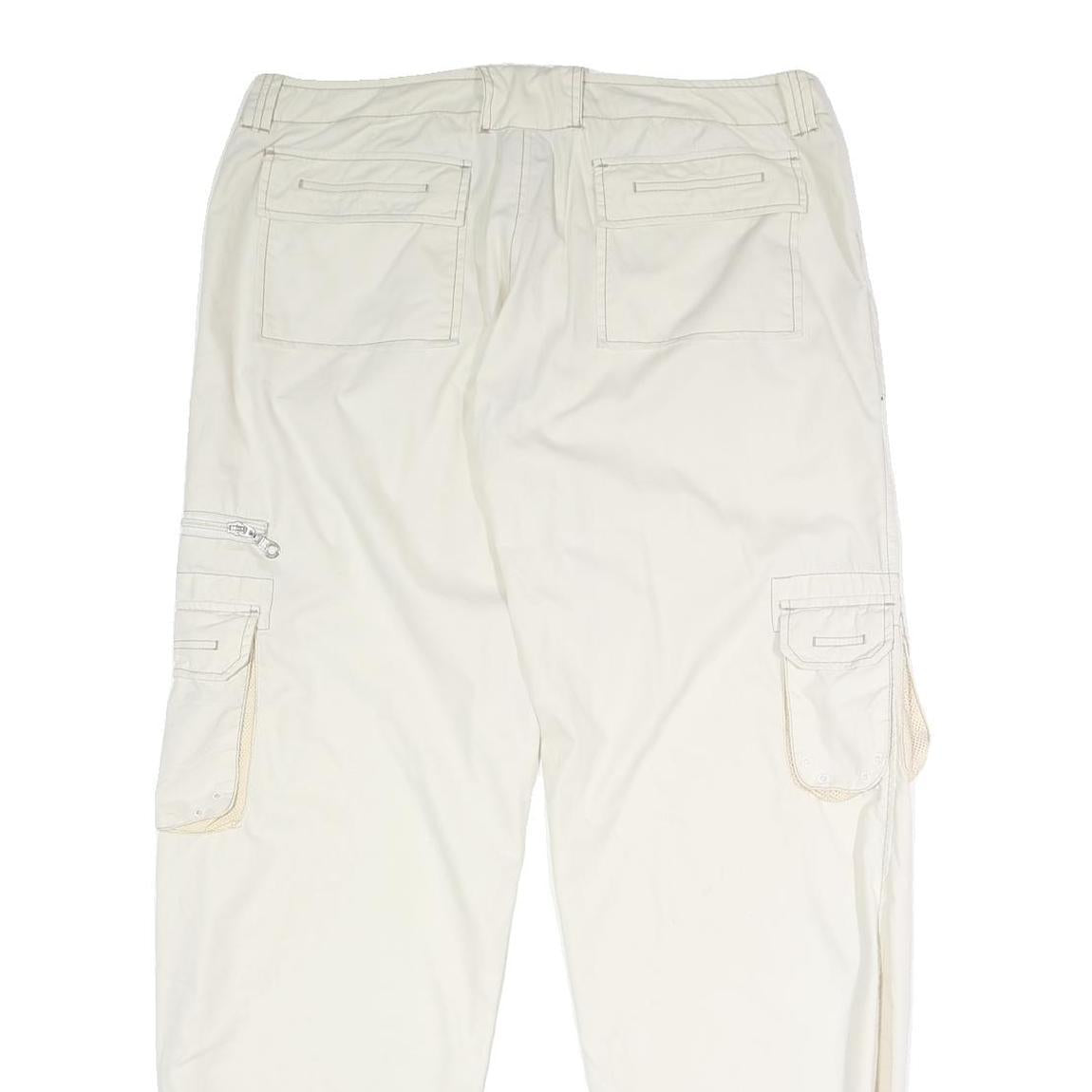 PERISCOPE Womens White Regular Fit Straight Leg Trousers W34 L31 Button Closure