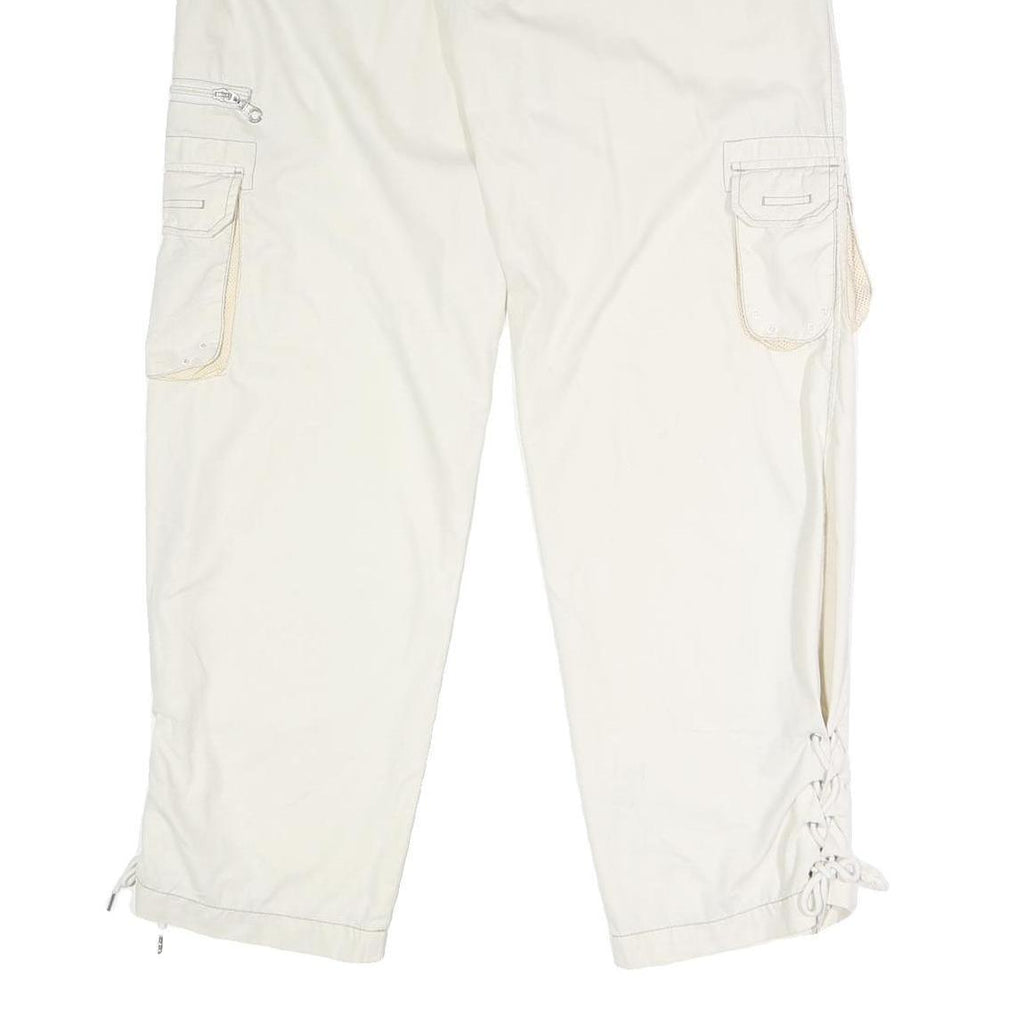 PERISCOPE Womens White Regular Fit Straight Leg Trousers W34 L31 Button Closure