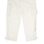 PERISCOPE Womens White Regular Fit Straight Leg Trousers W34 L31 Button Closure