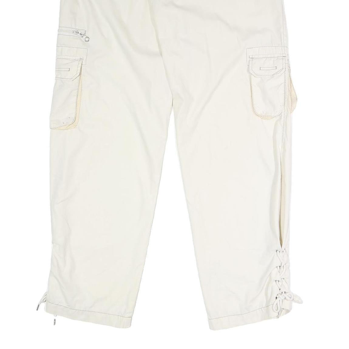 PERISCOPE Womens White Regular Fit Straight Leg Trousers W34 L31 Button Closure