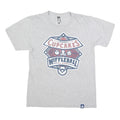 JOHNNY CUPCAKES Mens Grey & Navy Wiffleball Graphic T-Shirt M Short Sleeve Crew