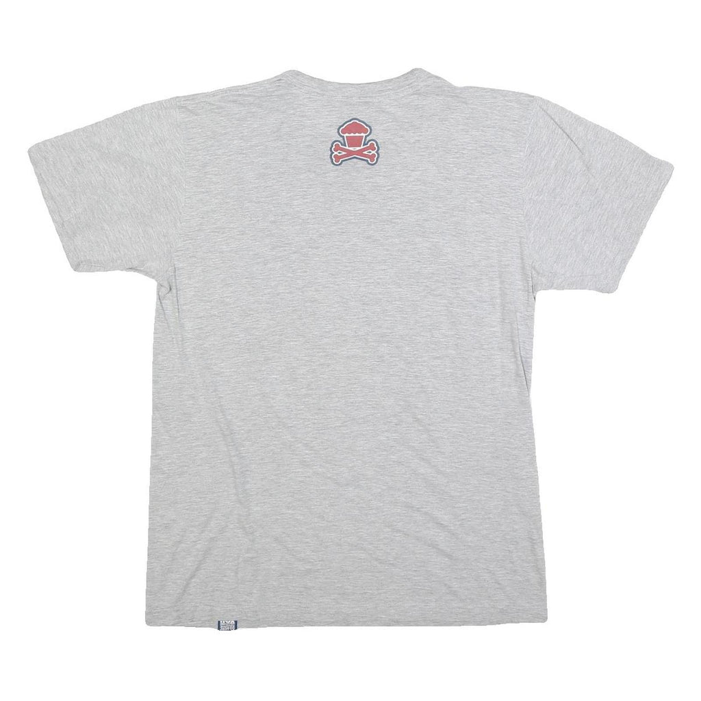 JOHNNY CUPCAKES Mens Grey & Navy Wiffleball Graphic T-Shirt M Short Sleeve Crew