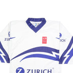 OCHSNER Mens White & Blue Modern S Long Sleeve V-Neck Zurich Logo T-Shirt