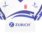 OCHSNER Mens White & Blue Modern S Long Sleeve V-Neck Zurich Logo T-Shirt