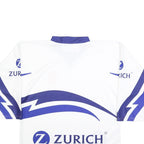 OCHSNER Mens White & Blue Modern S Long Sleeve V-Neck Zurich Logo T-Shirt