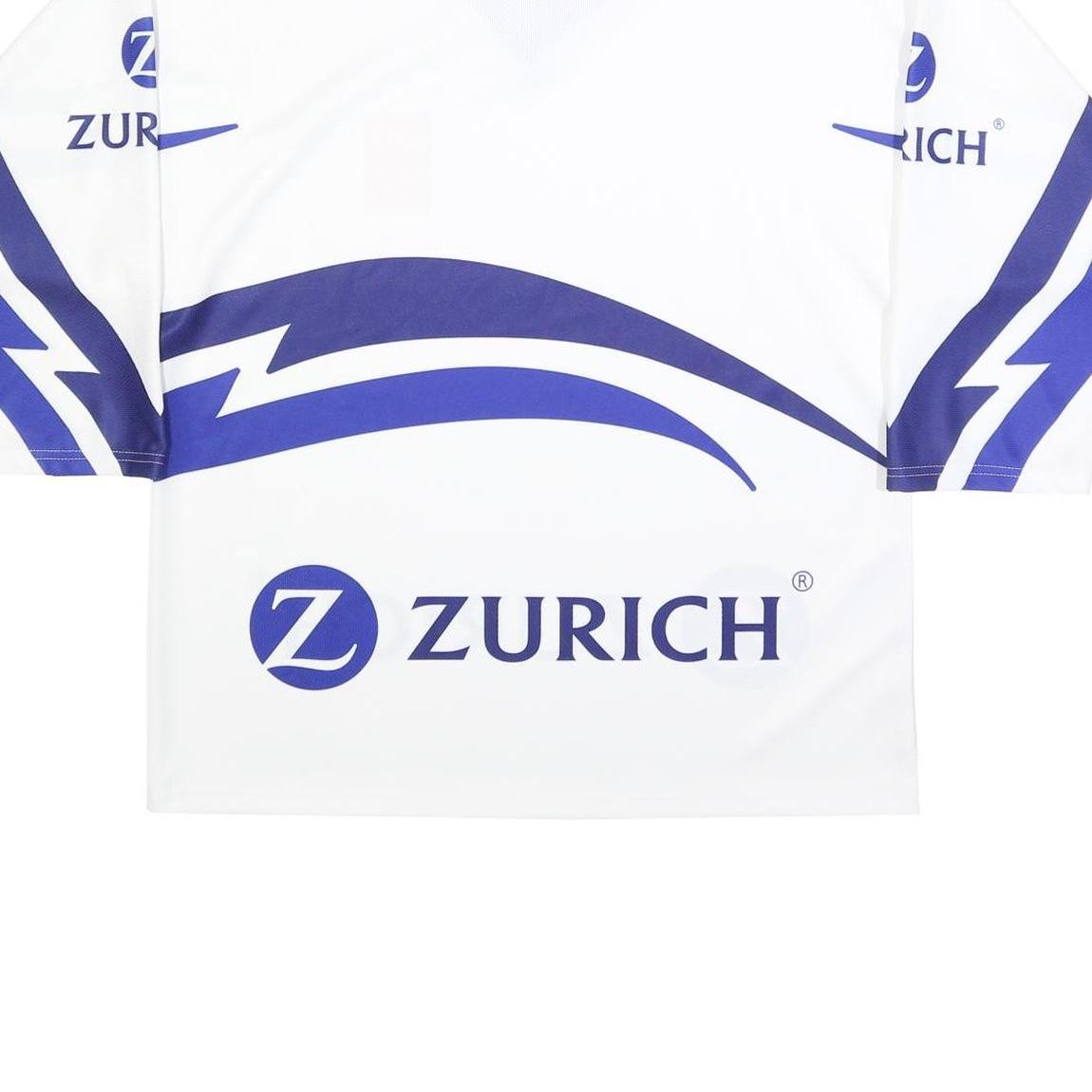 OCHSNER Mens White & Blue Modern S Long Sleeve V-Neck Zurich Logo T-Shirt