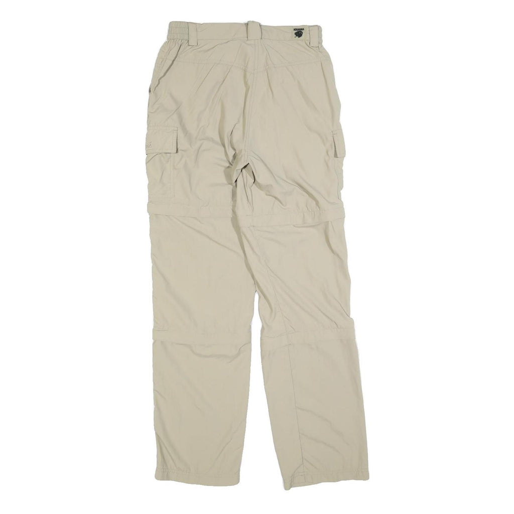 IGUANA Womens Beige Polyester Blend Regular Cargo Trousers W26 L30 Outdoors Zip