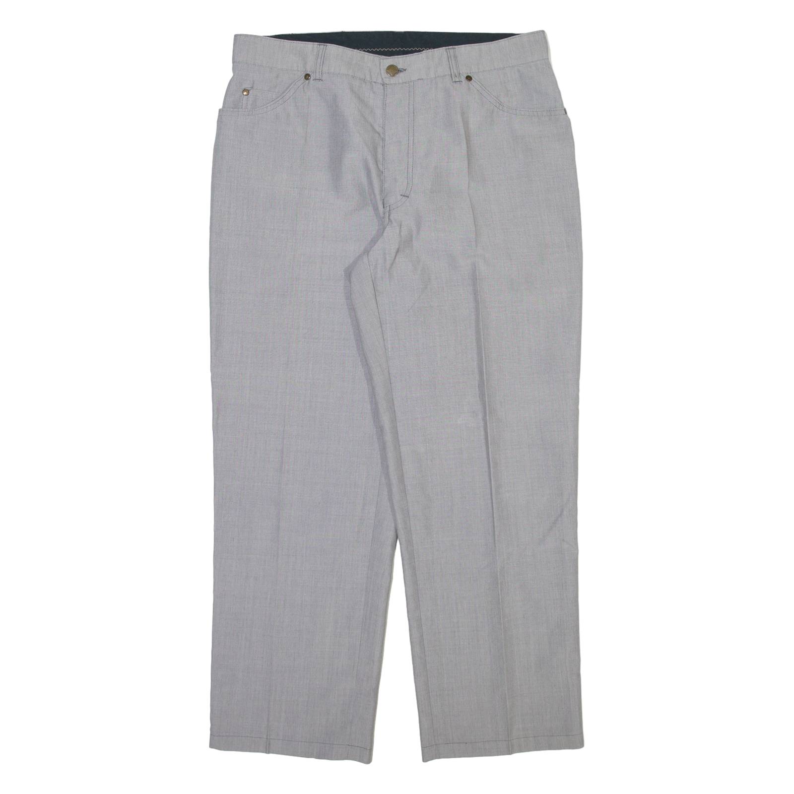 CLUB OF COMFORT Mens Trousers Grey Relaxed Tapered Wool W33 L28