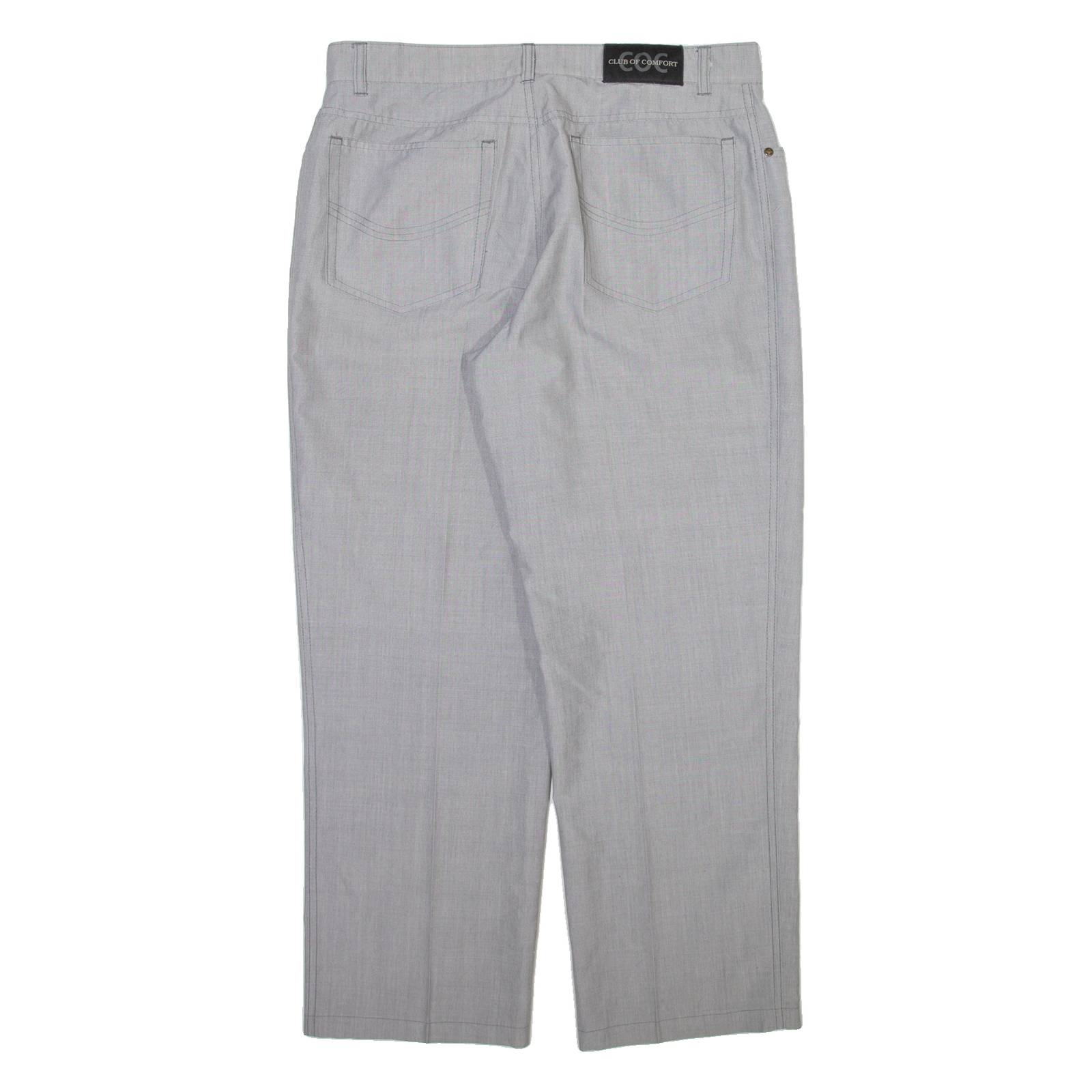 CLUB OF COMFORT Mens Trousers Grey Relaxed Tapered Wool W33 L28