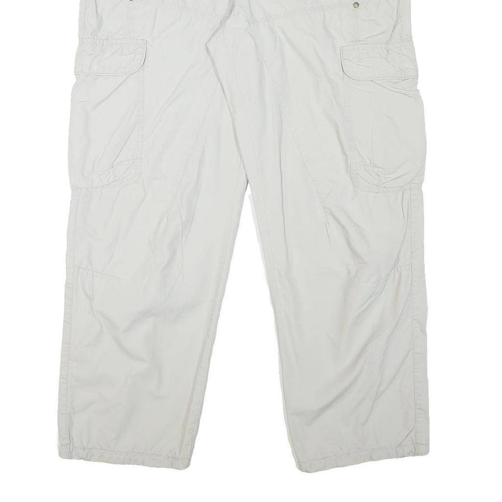 CASA BLANCA Mens Cotton Blend Relaxed White Cargo Trousers W37 L29 Zip Pockets