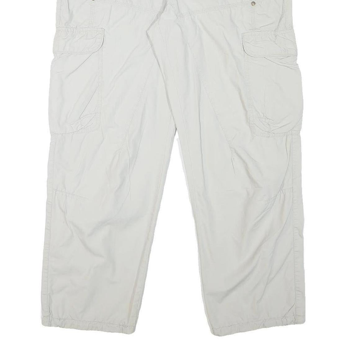 CASA BLANCA Mens Cotton Blend Relaxed White Cargo Trousers W37 L29 Zip Pockets