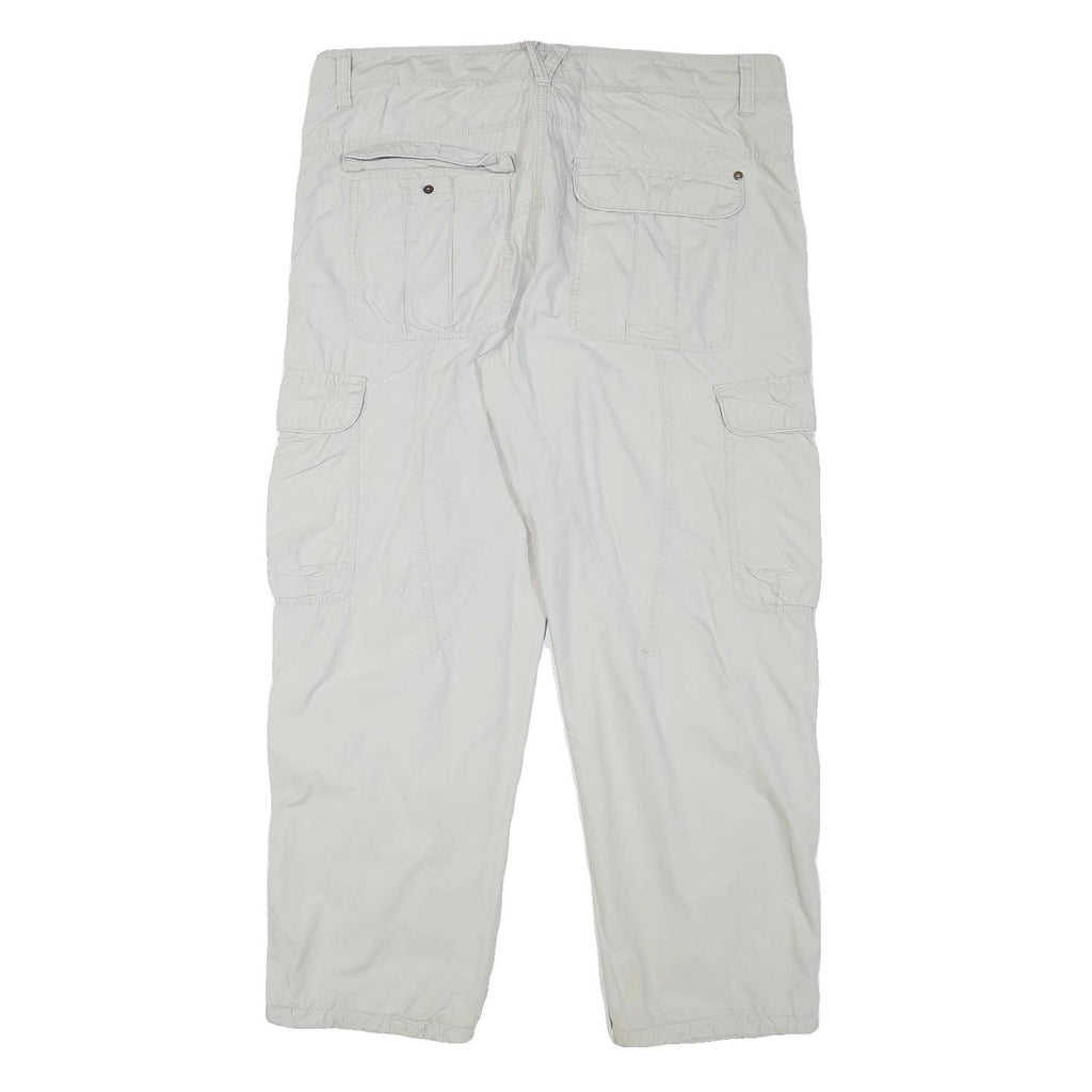 CASA BLANCA Mens Cotton Blend Relaxed White Cargo Trousers W37 L29 Zip Pockets