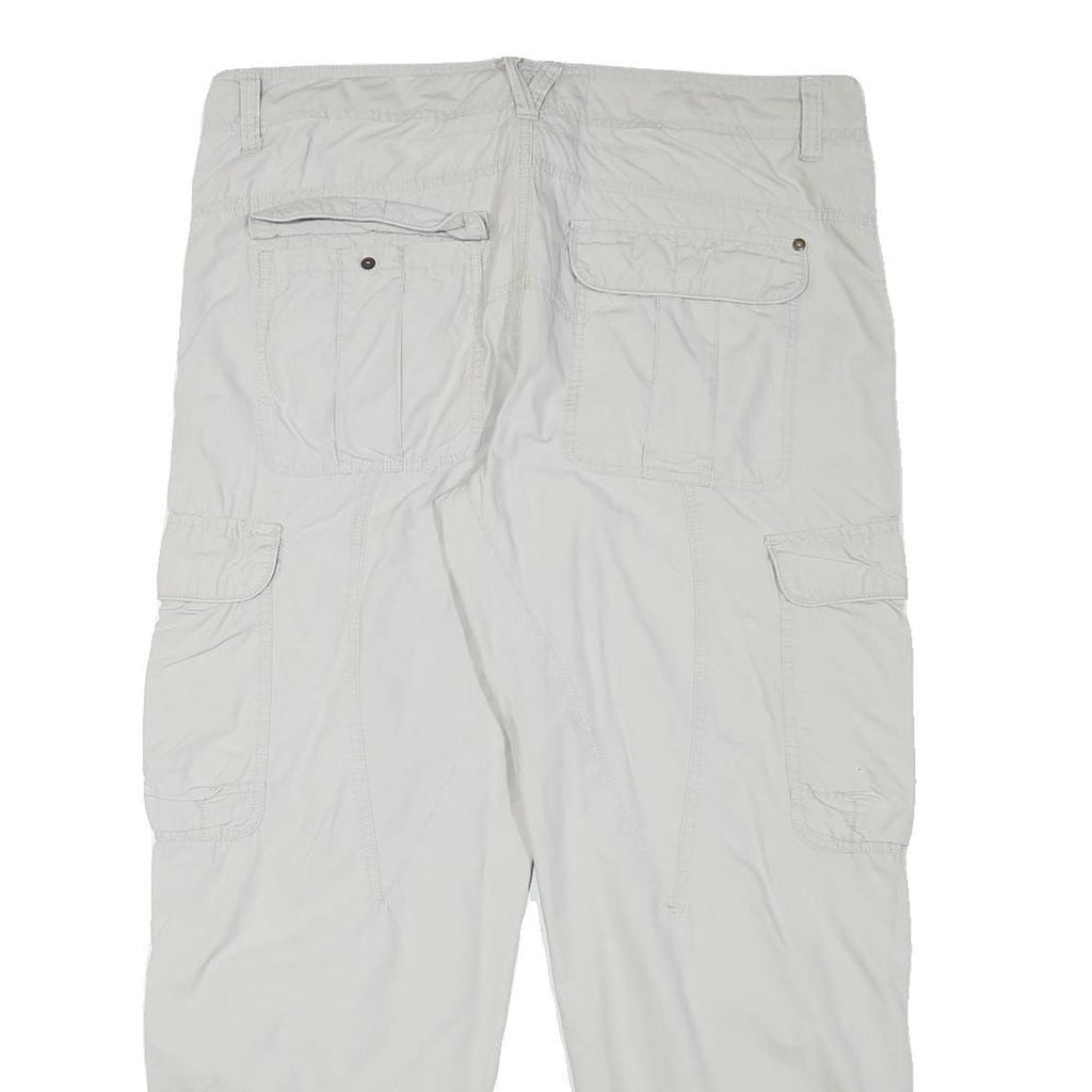 CASA BLANCA Mens Cotton Blend Relaxed White Cargo Trousers W37 L29 Zip Pockets