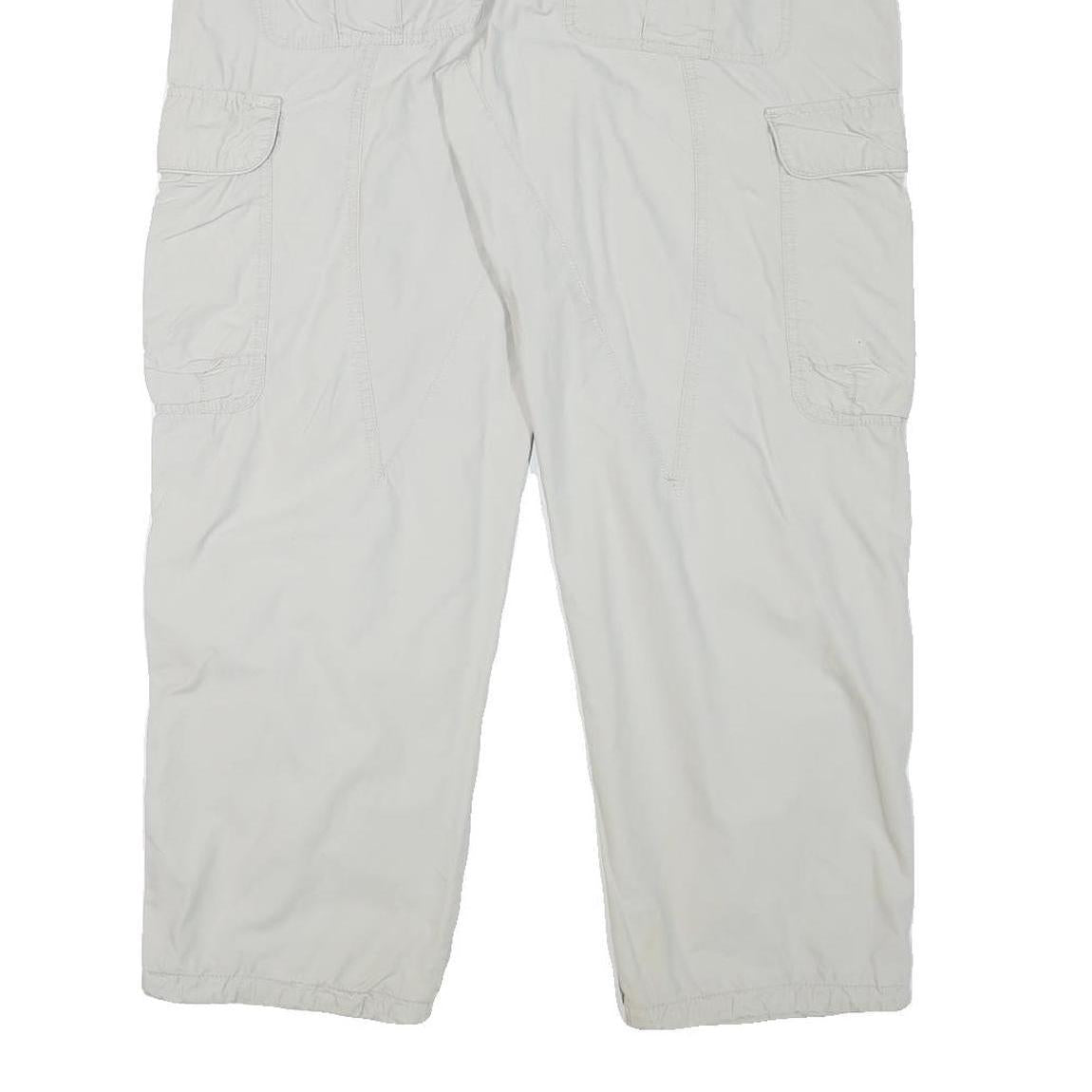 CASA BLANCA Mens Cotton Blend Relaxed White Cargo Trousers W37 L29 Zip Pockets