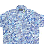 ROUNDY BAY Mens Blue & Light Blue Hawaiian Shirt S Cotton Blend Summer Beachwear